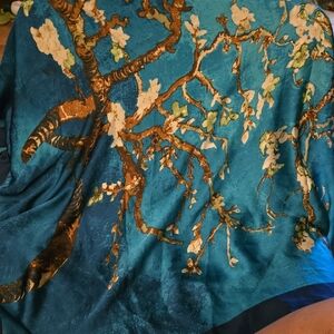 Floral Teal and Gold Scarf